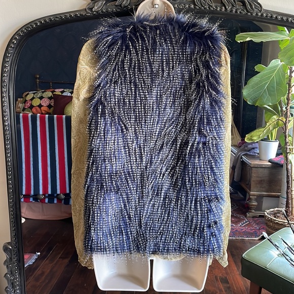 Faux Mongolian fur indigo based vest. - Picture 4 of 8